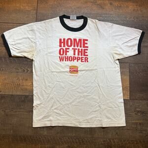 Vintage Burger King Crew T-Shirt‎ Large "Home of the Whopper" Stanley Desantis